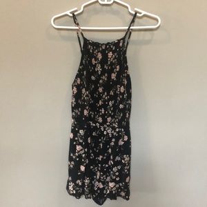 Black with Pink Flowers Summer Romper